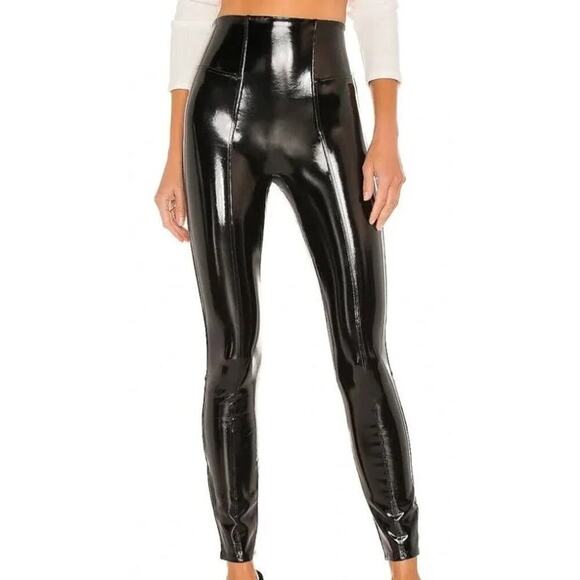 NEW Spanx Patent Leather Leggings Black Women's Size Medium - Picture 1 of 5